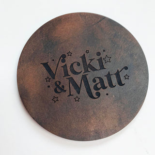 Retro Style Couples Anniversary Leather Coaster