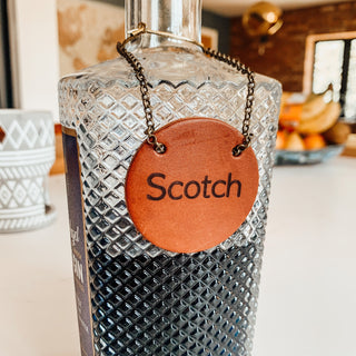 scotch bottle tag in block font