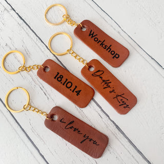 leather engraved key fob