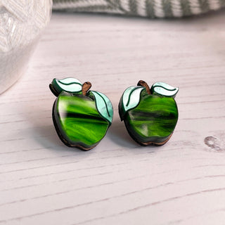 Green Apple Earring Studs by Bright Smoke