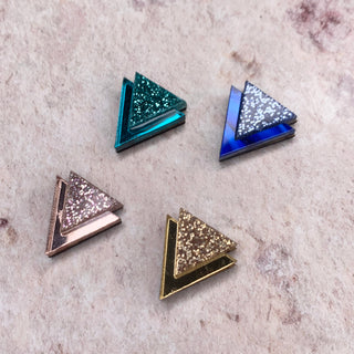 Art Deco inspired glitter triangle studs by Bright Smoke