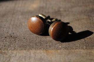 Vintage Bitter Chocolate leather covered cufflinks.