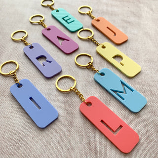 Acrylic Pastel Monogram keyring, keychain, stocking filler. Gift for her, initial gift.