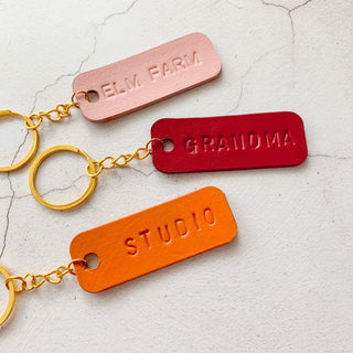 Mother's Day Leather key fob, keyring personalised by hand. Leather anniversary gifts