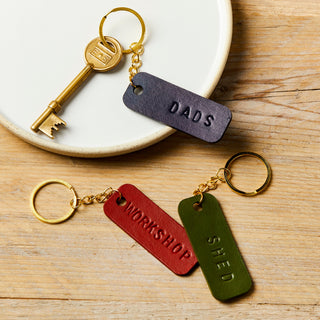 Mother's Day Leather key fob, keyring personalised by hand. Leather anniversary gifts