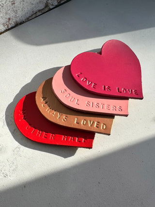 Personalised Leather Love Friendship Heart Coaster, perfect mother's day gift.