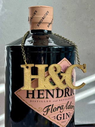 Couples Initial Leather Anniversary Bottle Tag.