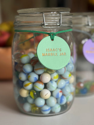 Personalised Leather Reward Jar Label For Kids, Children Treat Tin Tag.