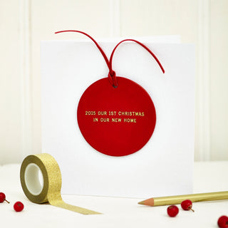 New Home Christmas Decoration Card - personalised leather gifts.