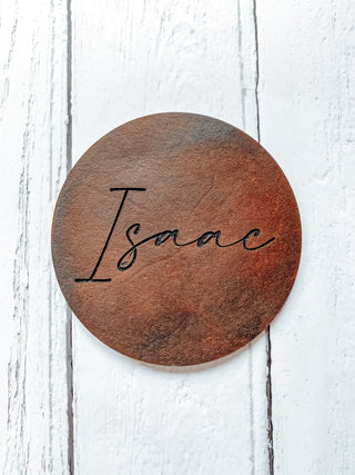 Engraved Leather Name Coaster