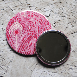 Pink Peacock Pocket Mirror