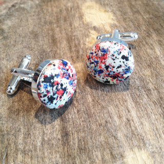 Red paint splat liberty print cufflinks