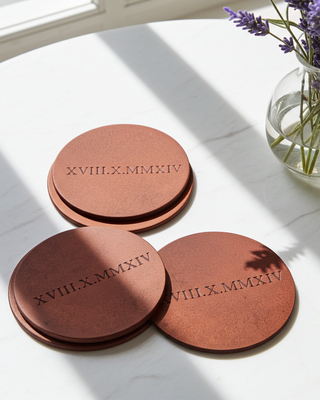 The Perfect 3rd Wedding Anniversary Gift: Personalised Leather Coasters with Roman Numerals