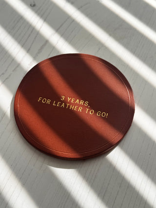 Luxe 3rd Wedding Anniversary Leather Coasters, Father's Day Gift.