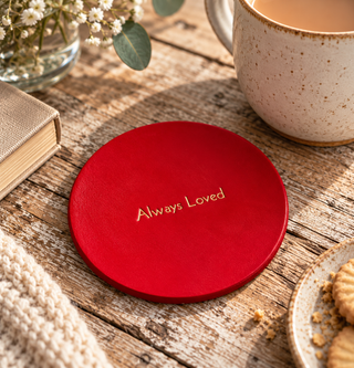 New Hand painted personalised leather coaster