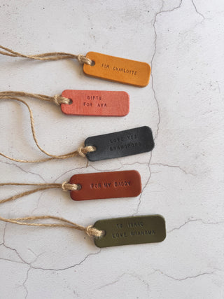 Handmade Leather Birthday Present Gift Labels