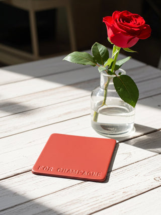 Square Personalised Hand stamped Leather Coaster