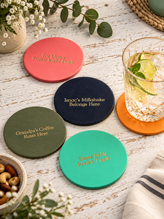 Hand Painted Personalised Leather Coasters