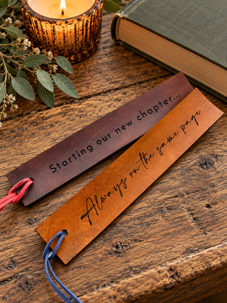 Engraved Personalised Leather Bookmark