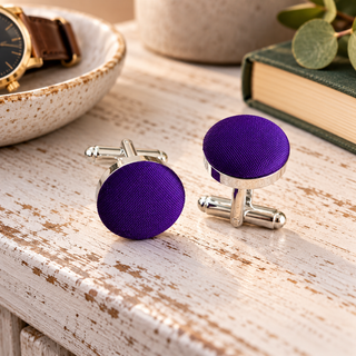 Purple Pure Silk Covered Cufflinks