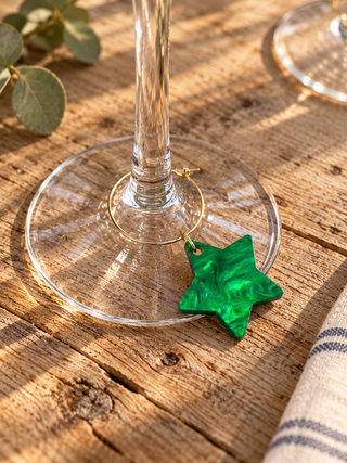 Colourful Star Wine Glass Charms – Marble & Mirrored Acrylic