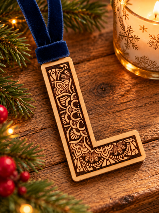 Monogram Mandala Wooden Christmas Decoration