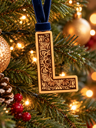 Monogram Mandala Wooden Christmas Decoration