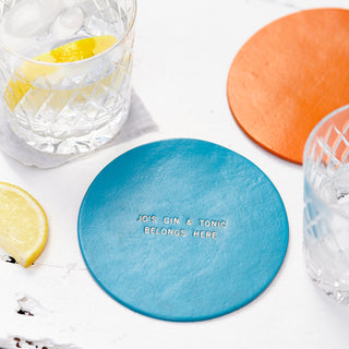 Personalised Leather Champagne Coaster Card