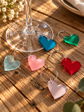 Mini Melting Heart Wine Glass Charms Set.