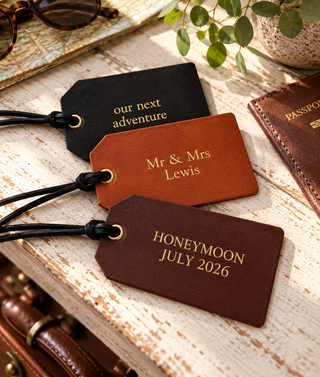 Personalised Gold Foiled Luxury Leather Luggage Tags