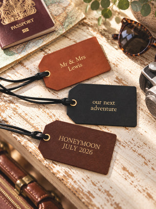 Personalised Gold Foiled Luxury Leather Luggage Tags