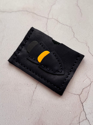 Personalised Navy blue plectrum and card holder.