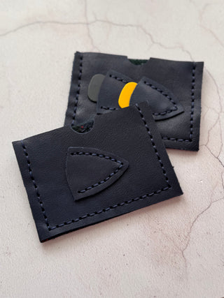 Personalised Navy blue plectrum and card holder.