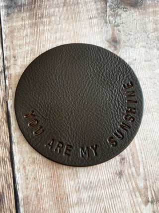 Chocolate brown leather coasters
