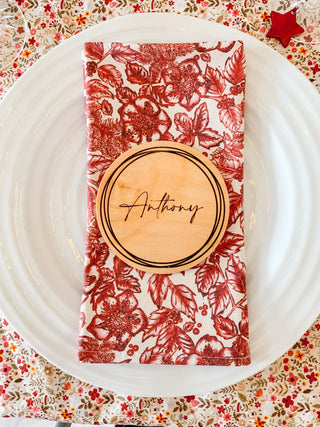 Cherry Wooden Personalised Coaster Place Setting