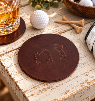 Handmade Leather Golf Coaster