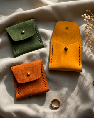 green, yellow and orange ring purses.