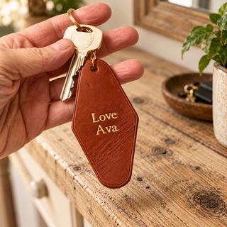 Hotel Inspired Personalised Leather Keyring