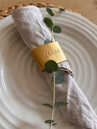 Christmas Personalised Hand Stamped Leather Napkin Rings