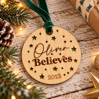 I Believe Wooden Christmas Ornament Decoration