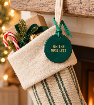 Nice List Leather Label for Stocking or Christmas Eve Basket.