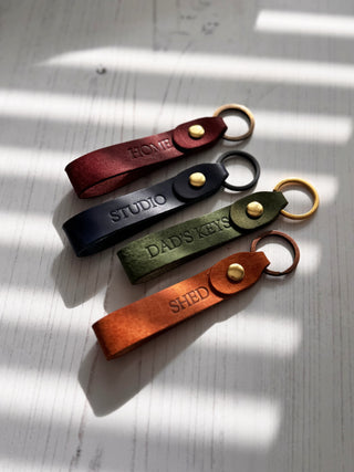 Stamped Personalised Loop Leather Keyring