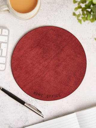 Gorgeous burgundy leather mouse mat.