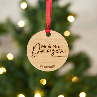 Couples First Name Wooden Christmas Decoration