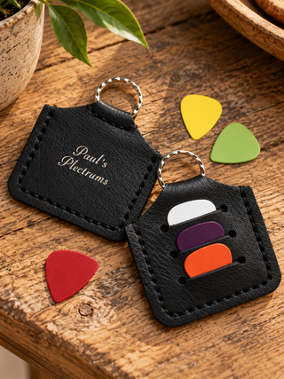 Black Personalised Plectrum Holder Keyring