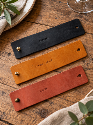Mini Text Personalised Leather Napkin Rings