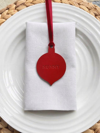 Hand Stamped Personalised Christmas Leather Place Setting