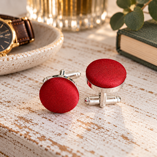 Pink and Red Pure Silk Covered Cufflinks