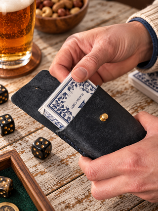 Personalised Pueblo Handmade Leather Playing Cards Holder