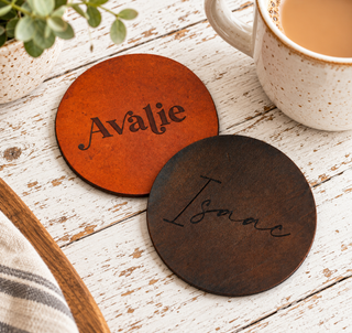 Personalised Laser Engraved Leather Coasters,